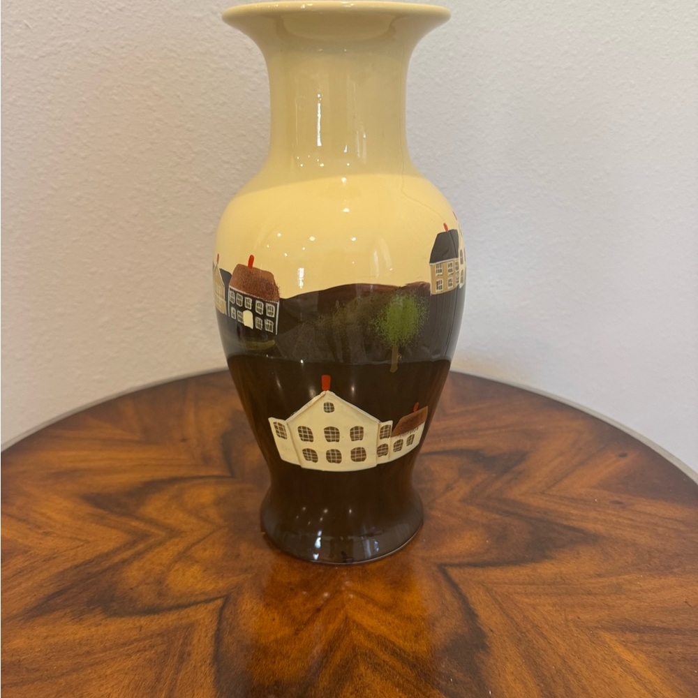 Vintage Hand-Painted Ceramic Vase with Folk Art Design 12” - Picture 13 of 16